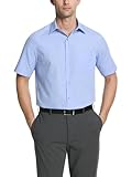 Van Heusen Men's Short Sleeve Dress Shirt Regular Fit Poplin Solid, Cameo Blue, 18.5