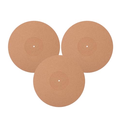 Yardwe 3Pcs Cork Turntable Mat Durable Vinyl Record Player Pad for Phonograph Absorbing Natural Cork Material for Home Use ? Design