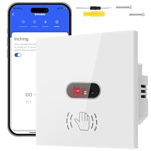 Smart Motion Sensor Light Switch Wifi Motion Sensor Hand Wave Switch, 8cm Sensor Switch 10A, Voice Contral Suitable for Bedroom Kitchen Bathroom (Support No-Neutral & Neutral Required)