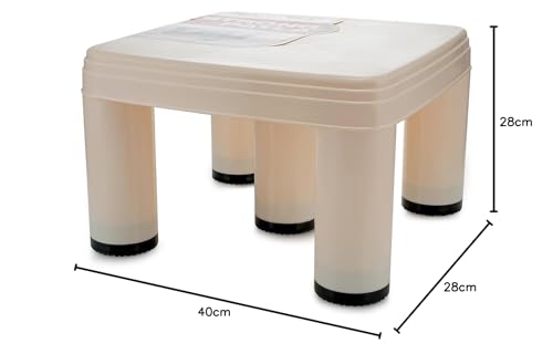 Image of Nayasa Strong Stool | Durable Plastic Stool | Ideal for Office Use, Kitchen and Bathroom Use, Shops and, Hospital Use, Plastic Stool for Home Use | Cream