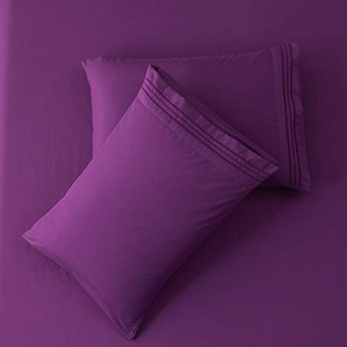 Image of SONORO KATE Bed Sheet Set Super Soft Microfiber 1800 Series Luxury Egyptian Sheets 18-Inch Deep Pocket Wrinkle and Hypoallergenic-4 Piece(Full Purple)