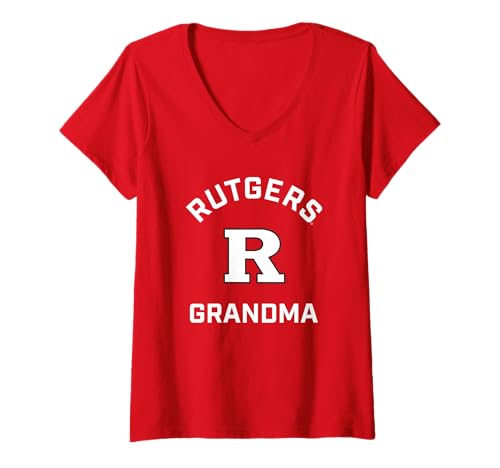 Womens Rutgers University Scarlet Knights Arched Grandma V-Neck T-Shirt