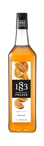 1883 Maison Routin Premium Orange Syrup Made with Pure Cane Sugar for Cocktails Mocktails & Sodas - Zesty Citrus Flavour No Preservatives - 1L Glass Bottle