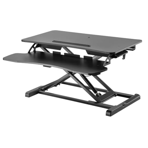 Properav Mobile Two Tier Stand Up Desk Converter Workstation 110-505mm gas Spring Height Adjust with Keyboard Tray for Windows & Mac Monitors & Laptops such as Dell, BenQ, HP, MacBook, Lenovo - Black