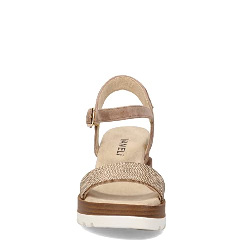 VANELi Womens Cedra Metallic Rhinestone Casual Sandals Casual Mid Heel 2-3" - Brown2