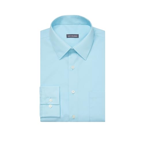 Van Heusen Men's Dress Shirt Regular Fit Poplin Solid, Mist, 17" Neck 34"-35" Sleeve by Van Heusen - Used condition - US$11.62