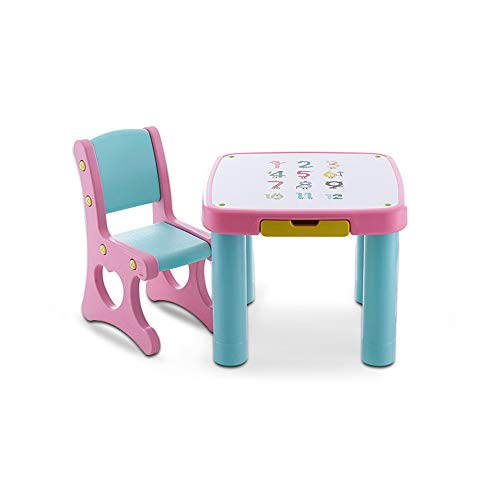 ZHFC Children's Play Table Set,Kids Desk and Chair Set with Height Adjustable, Tabletop Easy To Clean,Durable,Suitable for Family,Indoor Activity,play,learn Etc
