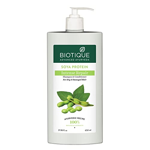 Biotique Soya Protein Fresh Nourishing Shampoo | Repairs Dry and Damaged Hair |Maintains pH Balance |Promotes Healthy Shiny Hair| Prevents Color Fading | All Skin Types | 650ml