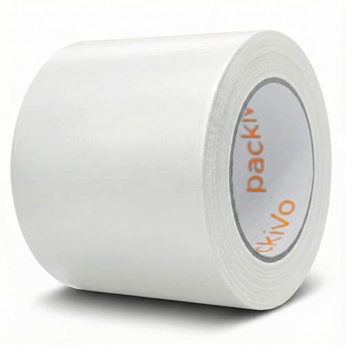 packivo Ruban adhésif blindé blanc – 50 m x 100 mm – Ruban adhésif en tissu extra large et épais ultra résistant blanc étanche pour l'intérieur et l'extérieur