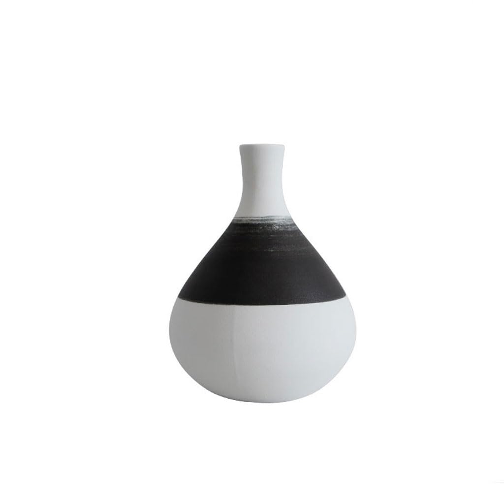 EINES Ceramic Vase Ornaments Living Room Flower Arrangement Pottery Jar Retro Chinese Style Home Container(A)