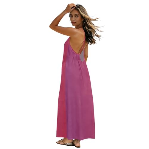 Robe dos ouvert style bohème chic, la tenue d'été dégradée violette et rouge
