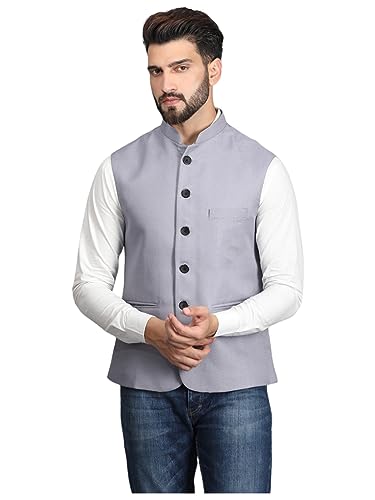 Image of Ethluxis Men's Designer Solid Nehru Jacket /Waist Coat /Bandhgala