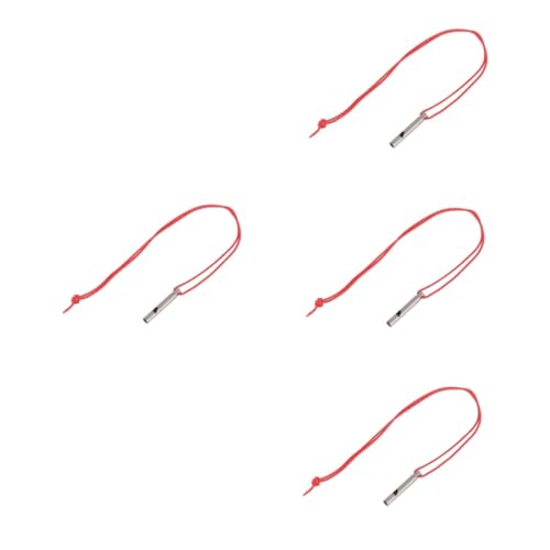 ibasenice 4pcs Camping Accessory Metal Emergency Whistle Decorative Hiking Whistle Lanyard