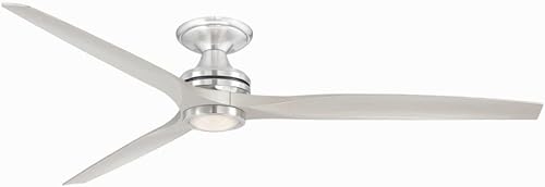 Miniatura 8 de Spitfire - Ventilador de techo empotrado de 3 aspas con kit de luz, 21.08 pulgadas de alto y 72 pulgadas de ancho, acabado de níquel cepillado,