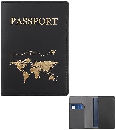 Porta Passaporto In Pelle PU - 2 Pezzi Con Etichetta Dorata | Sottile E Leggero Per Viaggi