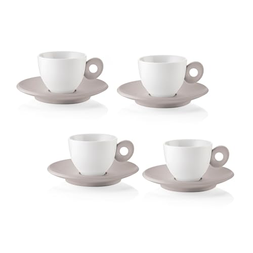 Guzzini - EVERYDAY Set 4 Tazzine da Caffè con Piattino - Grigio Tortora - 081701158