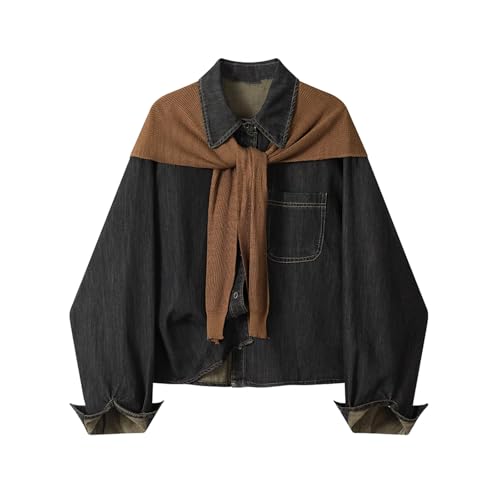 Veste décontractée avec manches châle en denim pour femme moderne