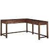 OSP Home Furnishings Baton Rouge Rustic L Shape Office Desk with Power Port Drawer and Metal Accents Brushed Walnut Finish