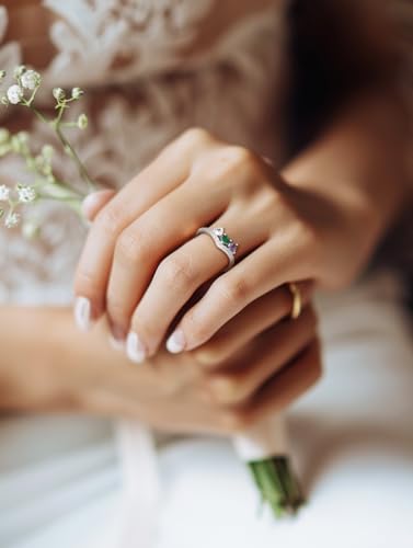 Custom4U Personalized Birthstone Rings for Women 925 Sterling Silver Dainty Stackable Mothers Ring with 1-5 Birthstone Engraved Name Wedding Birthday Jewelry Gifts for Mom Wife Her (Gift Box)3