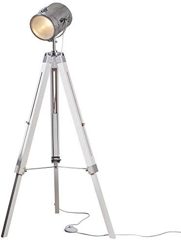 Birsppy Tripod Floor Lamp Nautical Spotlight Vintage Studio Wooden Light for Home & Office by Illuminative (White)