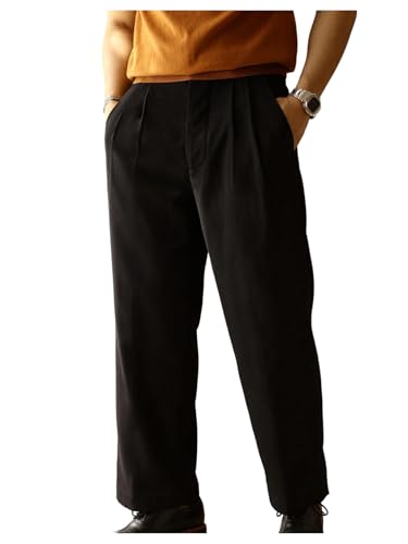 GORGLITTER Men's Baggy Wide Leg Dress Pant Straight Leg Suit Pant Lightweight Modern Fit Business Trousers