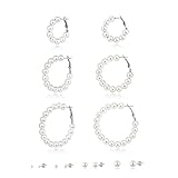 Pearl Hoop Stud Set Earring: Round Cultured Classic Pearl Stainless steel Pin Pierced Hypoallergenic