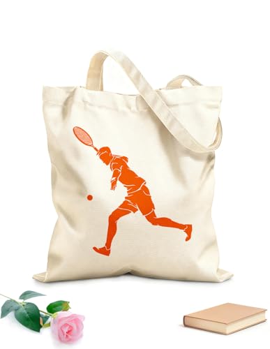 XIARON Bolsa de compras de lona de algodón Tenis, atleta, juego de raqueta y pelota, deporte Tela de 340g/m² de grosor Se usa como bolsa de regalo L Naranja