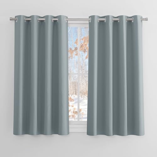 Image of PONY DANCE Blackout Bedroom Curtains, Greyish Blue, 2 Panels, 46 x 54 Inch
