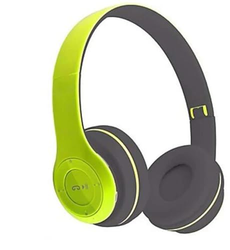 Image of Wireless Bluetooth Headphones with AUX Support | Comfortable Ear Pads | Over-Ear Foldable Headset with Mic | Compatible with Mobile, Laptop, Tablet-Green