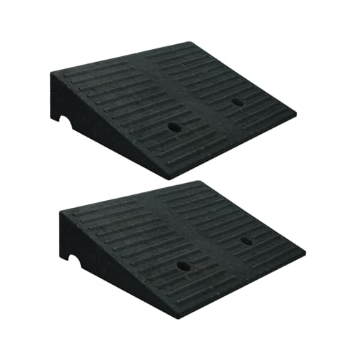 Curb Ramps for Driveway Threshold Wheelchair Doorway Sidewalks Shed Heavy Duty, 2 Pack 3.9 inch Rise, Ramps for Wheelchairs for Home Steps, Motorcycles, Lawn Mowers, 7000lbs Powersport Load ing