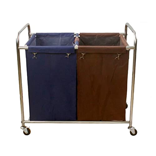 Panier à linge pour salle de bain : chariot de tri de linge à 2 sacs amovibles