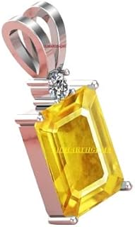 akshita gems 4.00 Ratti 3.00 Carat Yellow Sapphire Stone Silver Plated Stone Pendant Locket Original and Certified Natural Pukhraj Unheated and Untreated Gemstone Free Size Anguthi for Men and Women-picture-56