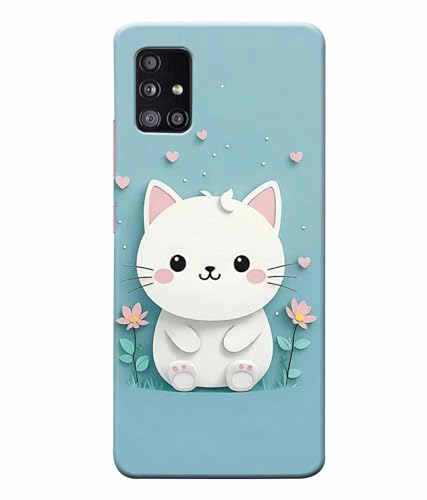 Image of Printed Hard Back Case Cover & Compatible for Samsung Galaxy A71 | Cat Vector Painting (Multicolor) - D1192