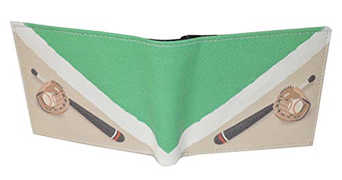 Leatherboss Printed Baseball Bat Gloves Ball Sports Bifold Credit Card Cash Holder Wallet With Gift Box For Men #TOP1