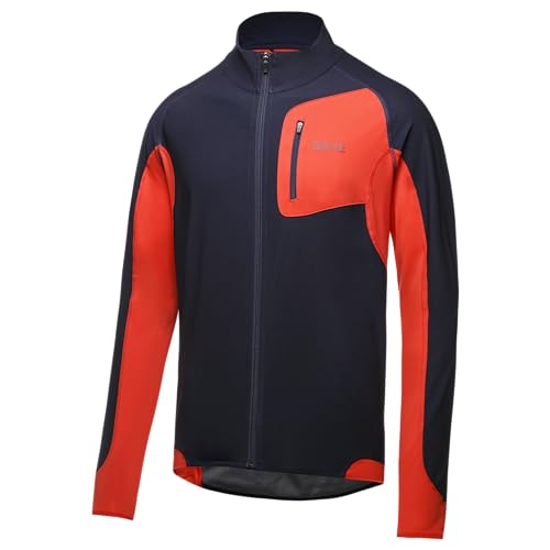 Foto von GORE WEAR Herren R3 Partial Windstopper Shirt, Orbit Blue/Fireball, M EU