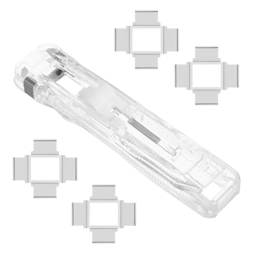 Tofficu 1set Portable Push Stapler with Binder Clips Compact Handheld Metal Clip Dispenser for Office and School Effortless Binding of Books and Documents Modern Design