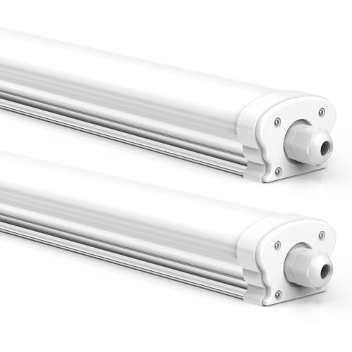 JESLED - LED Feuchtraumleuchte 120cm IP65-30W 5200 Lumen - Verknüpfbar - Kellerleuchte, Nassraumleuchte - Feuchtraum Wannenleuchte [Energieklasse C] (4000K-2P)