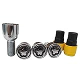 Spurverbreiterung Stahl Für VW M14x1.5 M14 4 Schrauben+2 Schlüssel Kugelsitze Sicherheit Anti-Diebstahl Auto Radschrauben Schloss Verriegelung Radschrauben Bolzen Spürverbreiterungsatz(M14x1.5)