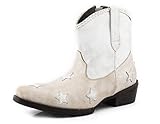 cowboy stiefel weiches leder V-förmiger Dip ROPER Liberty Star Cowboystiefel f r Damen, Leder, Wei , Weiss/opulenter Garten, 42.5 EU