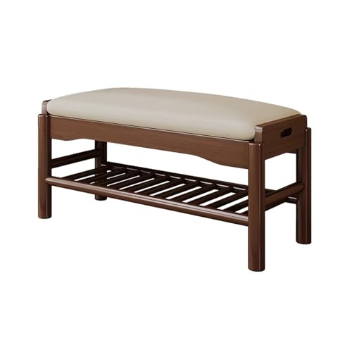 Household Shoe Changing Stool at The Door Integrated Door Stool and Shoe Cabinet Entrance Long Stool Wooden Stool Length 45cm/60cm/80cm(Walnut Color,45cm)