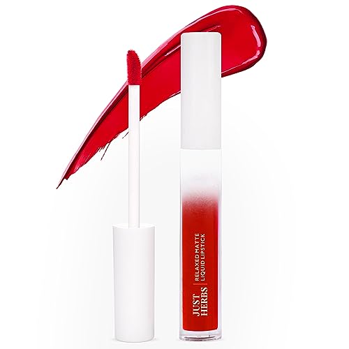 Image of Just Herbs Relaxed Matte Liquid Lipstick Lip colour for Women, Nourishing & Long Lasting Lipsticks 4 ml (Red Velvet)