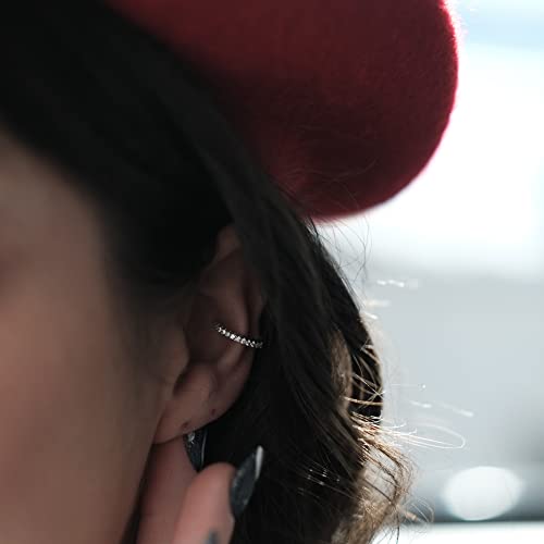 Sterling Silver Ear Cuff No Piercing Cz Ear Wrap, Pair Of 2, Rhodium Plated #TOP1