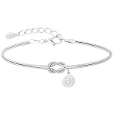 J.Fée Bracciale Donna con Iniziali Bracciale Nodo Bracciali Donna Argento 925 Bracciali Donna Argento Iniziale,Regalo Donna Regalo Amica Fidanzata Coppia B