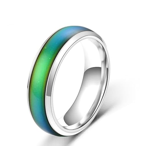 Oneress Anillo de estado de ánimo unisex negro, elegante banda de acero inoxidable para aniversario de bodas, anillo mágico que cambia de temperatura para uso diario Y1854 Blanco 8 | Ya disponible en tu tienda friki favorita! En mundofriki.es!