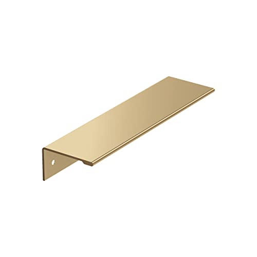 Image of Amerock | Cabinet Edge Pull |Champagne Bronze | 5-1 /16 in (128 mm) Center-to-Center Drawer Pull | Kitchen and Bath Hardware | Furniture Hardware
