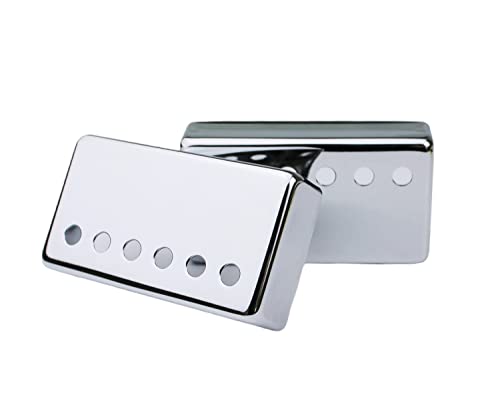Guyker Humbucker Pickup Cover (52mm/50mm Pole Spacing) – Cupronickel Bridge and Neck Pickups Frame Set Replacement Parts for Les Paul LP Style Electric Guitar (PC001, Chrome)