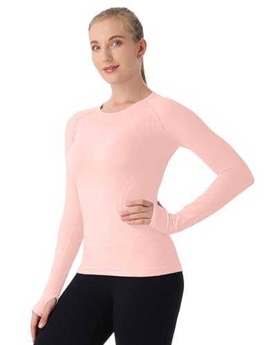 Image of MathCat Seamless Workout Shirts for Women Long Sleeve Yoga Tops Sports Running Shirt Breathable Athletic Top Slim Fit XS-XL