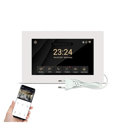 MKHFP Intercomunicador, de videoportero Inteligente inalámbrico 1080P Pantalla táctil Completa con Puerta con Cable Teléfono Inteligente Que Habla Desbloqueo de una tecla para Empresas(R6-M503WA-B)