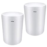 2 Pack Trash Can, Small Garbage Can Round Wastebasket for Narrow Spaces at Home or Office, 2.3 Gallon (8L) Capacity, Matte Plastic, White