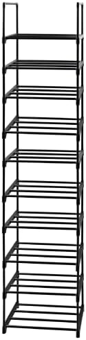 Easyhouse 10 Tier Metal Sturdy Shoe Rack, Narrow Tall Shelf Organizer for Entryway, Closet, Bedroom